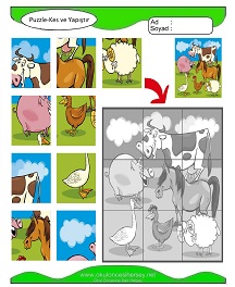 Puzzle Kes Yapıştır Çalışma Sayfaları